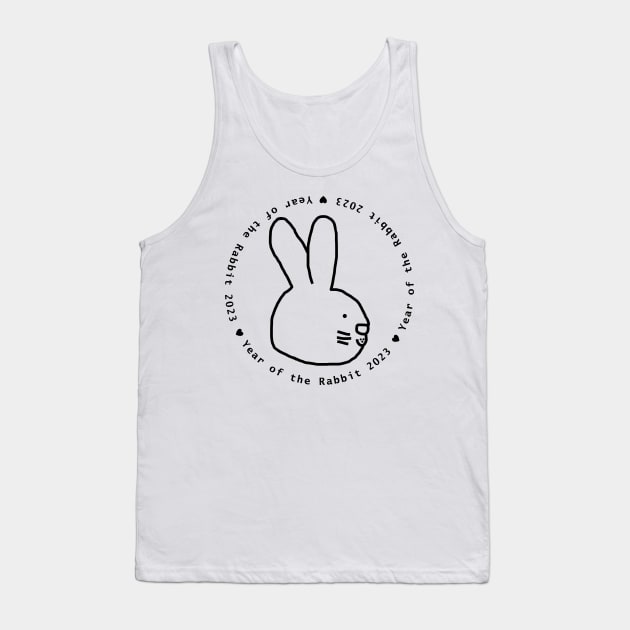 Year of the Rabbit 2023 in Black Tank Top by ellenhenryart